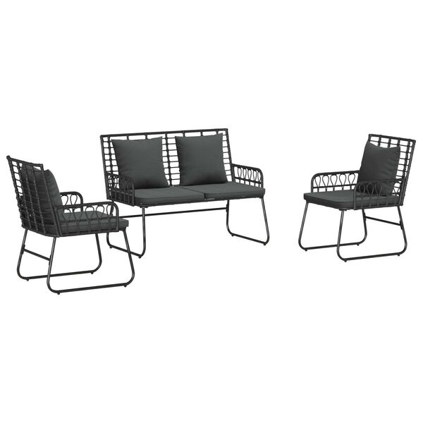 vidaXL Σέτ φαγητού για κήπο 3 pcs Μαύρο, Ανθρακί 113 x 69 x 83 εκ.