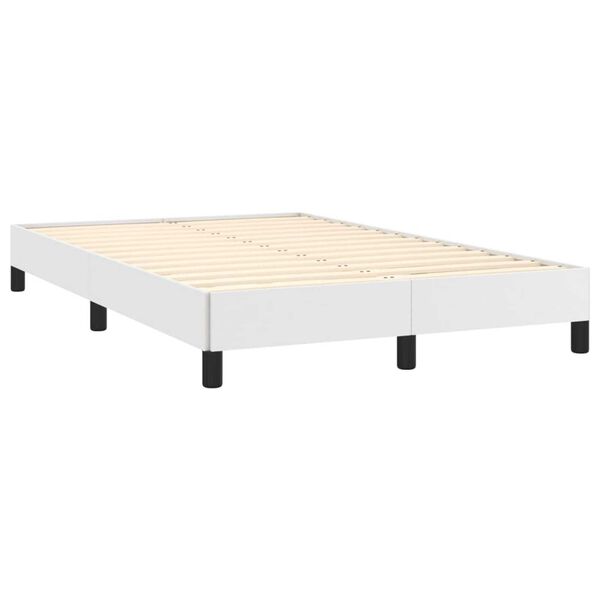 vidaXL Κρεβάτι Boxspring με Στρώμα Λευκό 120x190εκ.από Συνθετικό Δέρμα
