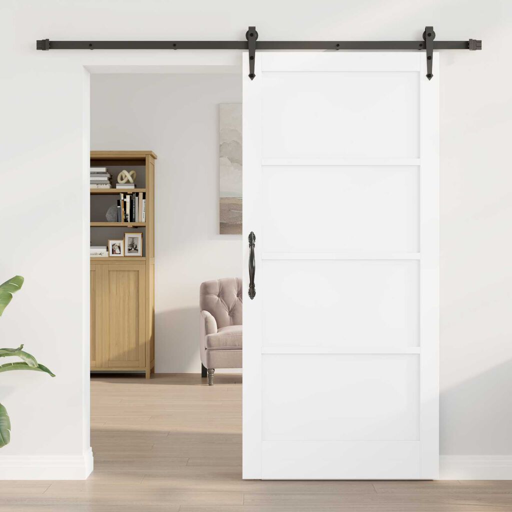 vidaXL Συρόμενη Πόρτα ORKDAL Λευκό 93 x 202 cm Μασίφ ξύλο πεύκου
