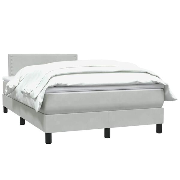 vidaXL Κρεβάτι Boxspring με Στρώμα Ανοιχτό Γκρι 120x210 εκ. Βελούδινο
