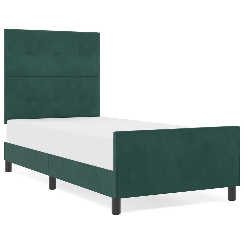 vidaXL Σκελετός Κρεβατιού Σκούρο πράσινο 90 x 190 cm Βελούδο