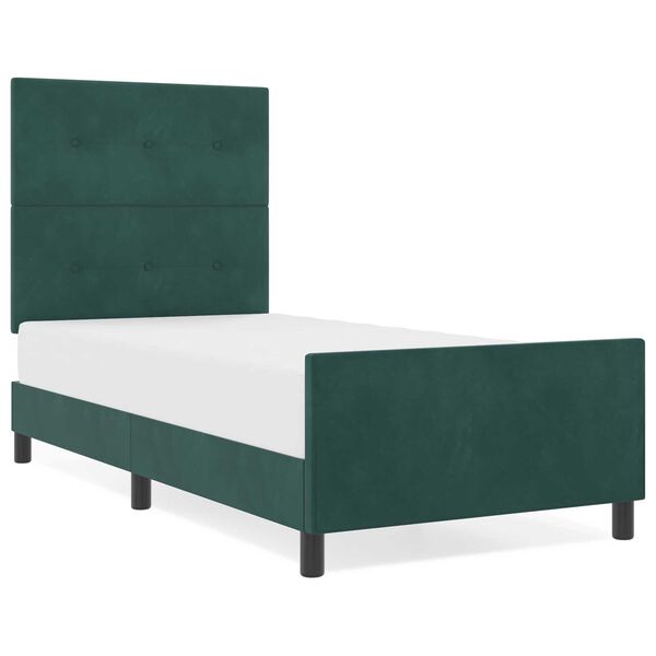 vidaXL Σκελετός Κρεβατιού Σκούρο πράσινο 90 x 190 cm Βελούδο