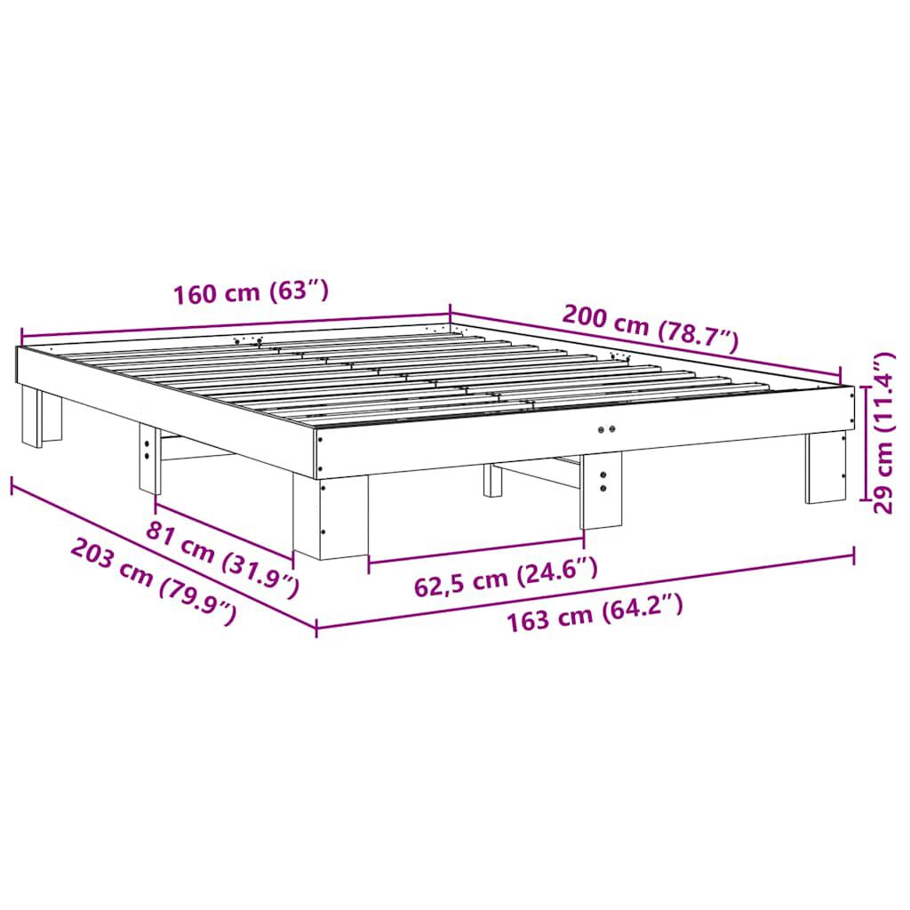 vidaXL Πλαίσιο κρεβατιού χωρίς στρώμα 160x200 cm μασίφ ξύλο δρυς