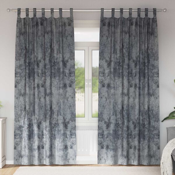 vidaXL Κουρτίνα με κουρτίνες 2 pcs Ασημί γκρι 225 x 140 εκ. Βελούδο