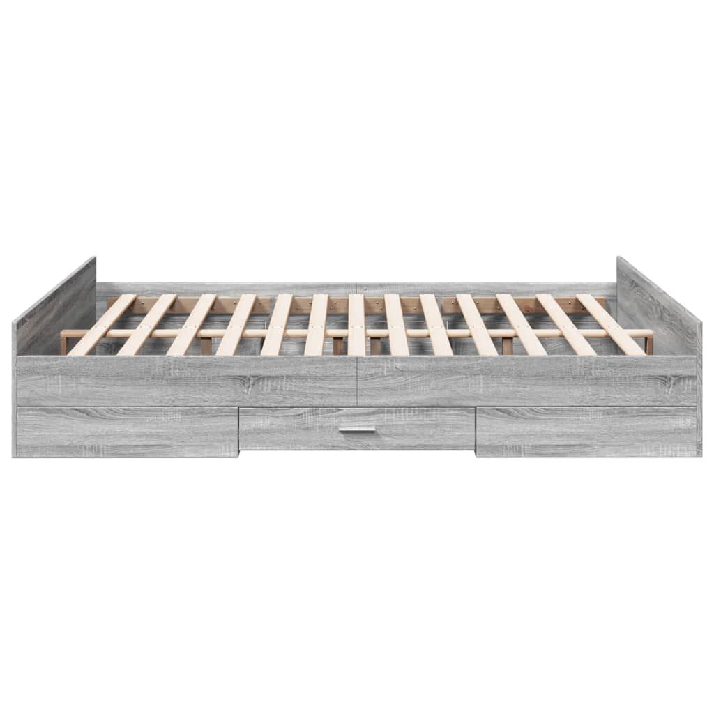 vidaXL Πλαίσιο Κρεβατιού με Συρτάρια Γκρι Sonoma 150x200εκ. Επεξ. Ξύλο