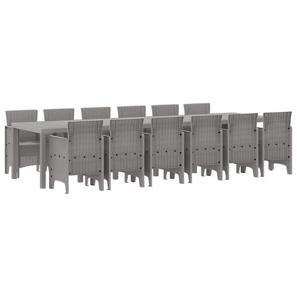 vidaXL Σέτ φαγητού για κήπο 13 pcs Ανοιχτό γκρι Rattan Polt