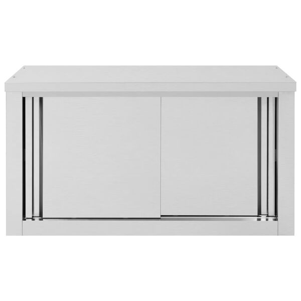 vidaXL Ερμάριο Τοίχου με Συρόμενες Πόρτες 90x40x50 εκ. Ανοξ. Ατσάλι