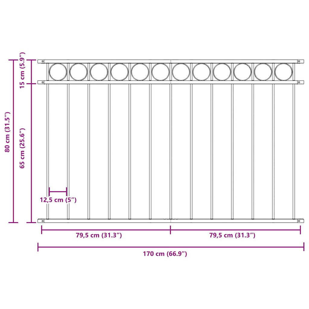 vidaXL Φράχτης Πάνελ Λευκό 1,7x0,8 μ από Ατσάλι