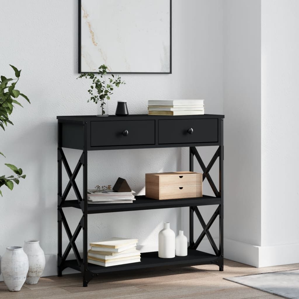 vidaXL Τραπέζι Κονσόλα Μαύρο 75 x 28 x 75 εκ. από Επεξεργ. Ξύλο