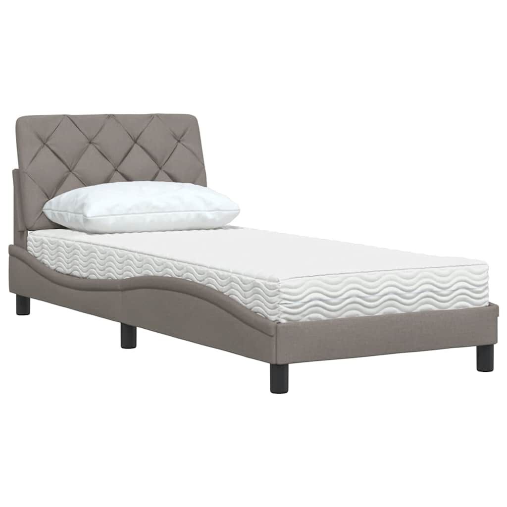 vidaXL Κρεβάτι με Στρώμα Taupe 90x190 εκ.Υφασμάτινο