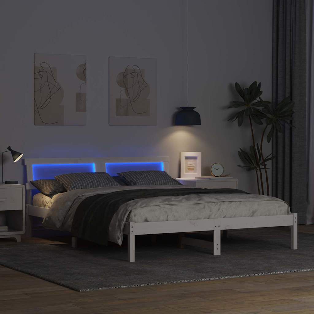vidaXL Σκελετός Κρεβατιού Λευκό 140 x 200 cm Μασίφ ξύλο πεύκου