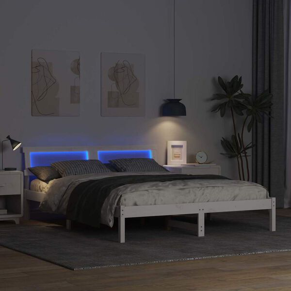 vidaXL Σκελετός Κρεβατιού Λευκό 140 x 200 cm Μασίφ ξύλο πεύκου