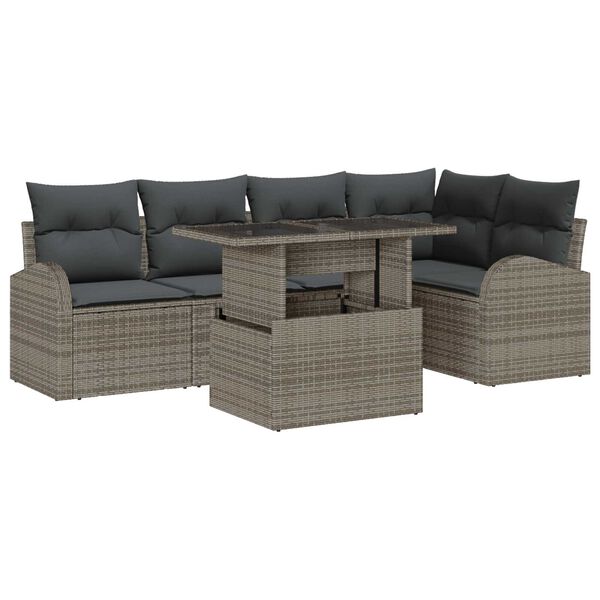 vidaXL Σετ Καναπέ Κήπου με μαξιλάρι 6 pcs Γκρι 100 x 55 x 73 εκ