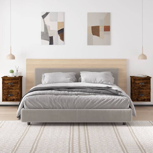 vidaXL Κομοδίνα Επιτοίχια 2 τεμ. Καπνιστή Δρυς 41,5x36x53 εκ.