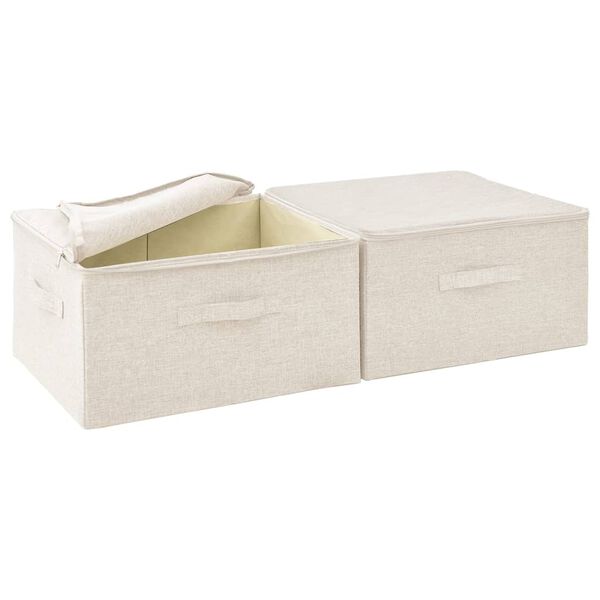 vidaXL Κουτιά Αποθήκευσης 2 τεμ. Κρεμ 43 x 34 x 23 εκ. Υφασμάτινα