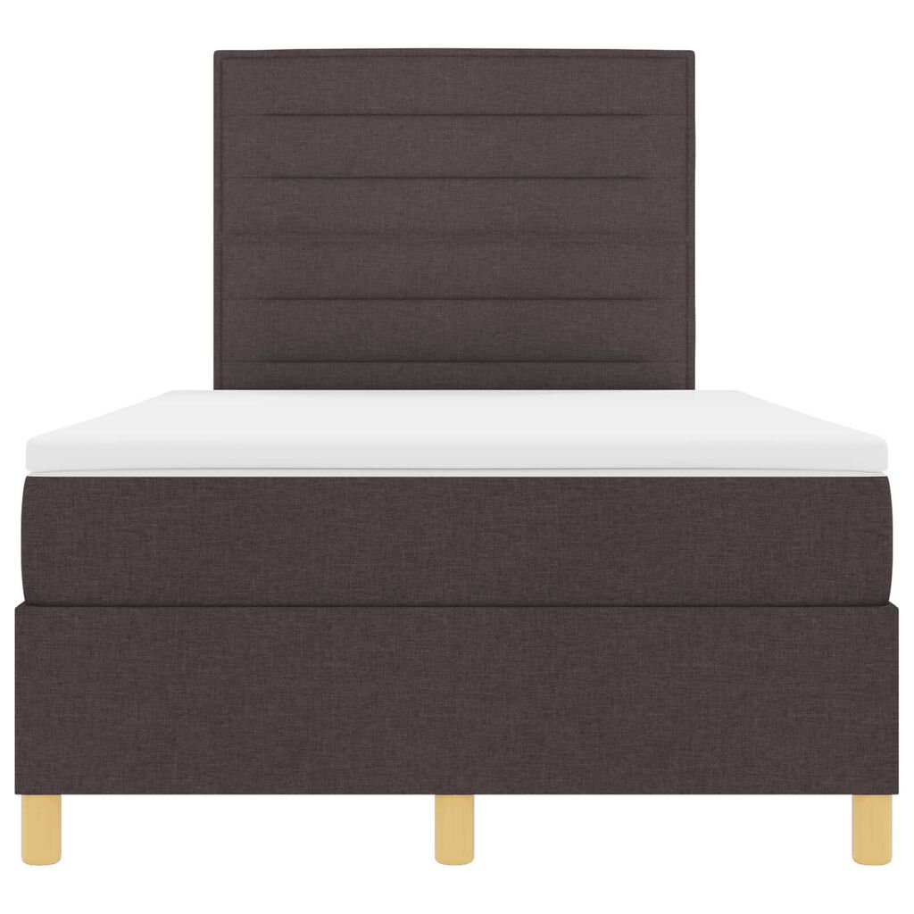 vidaXL Κρεβάτι Box Spring με Στρώμα & LED Σκούρο Καφέ 120x200 εκ Ύφασμα