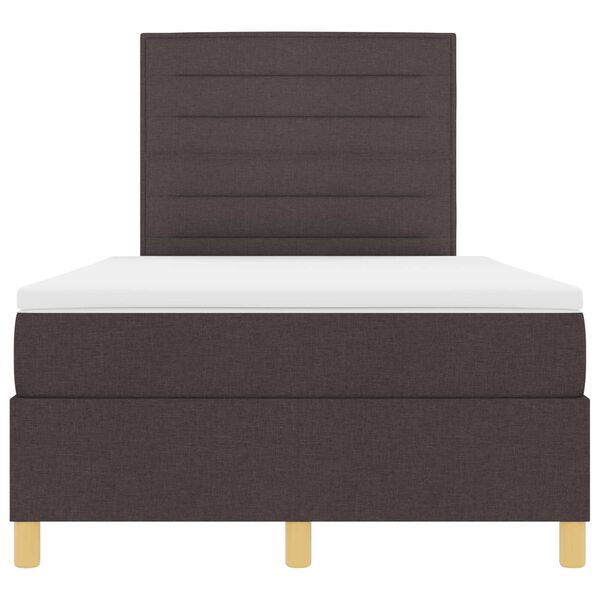 vidaXL Κρεβάτι Box Spring με Στρώμα & LED Σκούρο Καφέ 120x200 εκ Ύφασμα