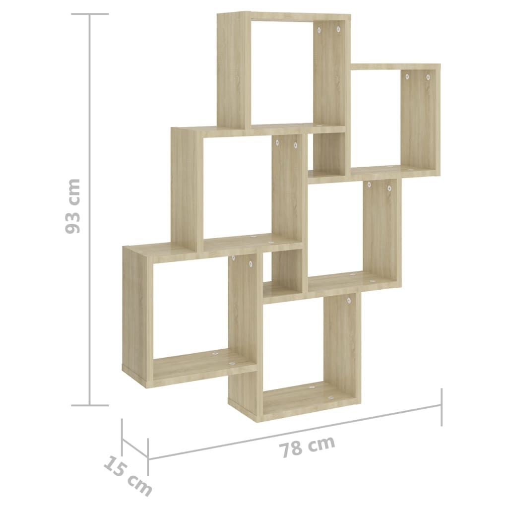 vidaXL Ράφι Κύβος Τοίχου Sonoma Δρυς 78 x 15 x 93 εκ. από Επεξ. Ξύλο