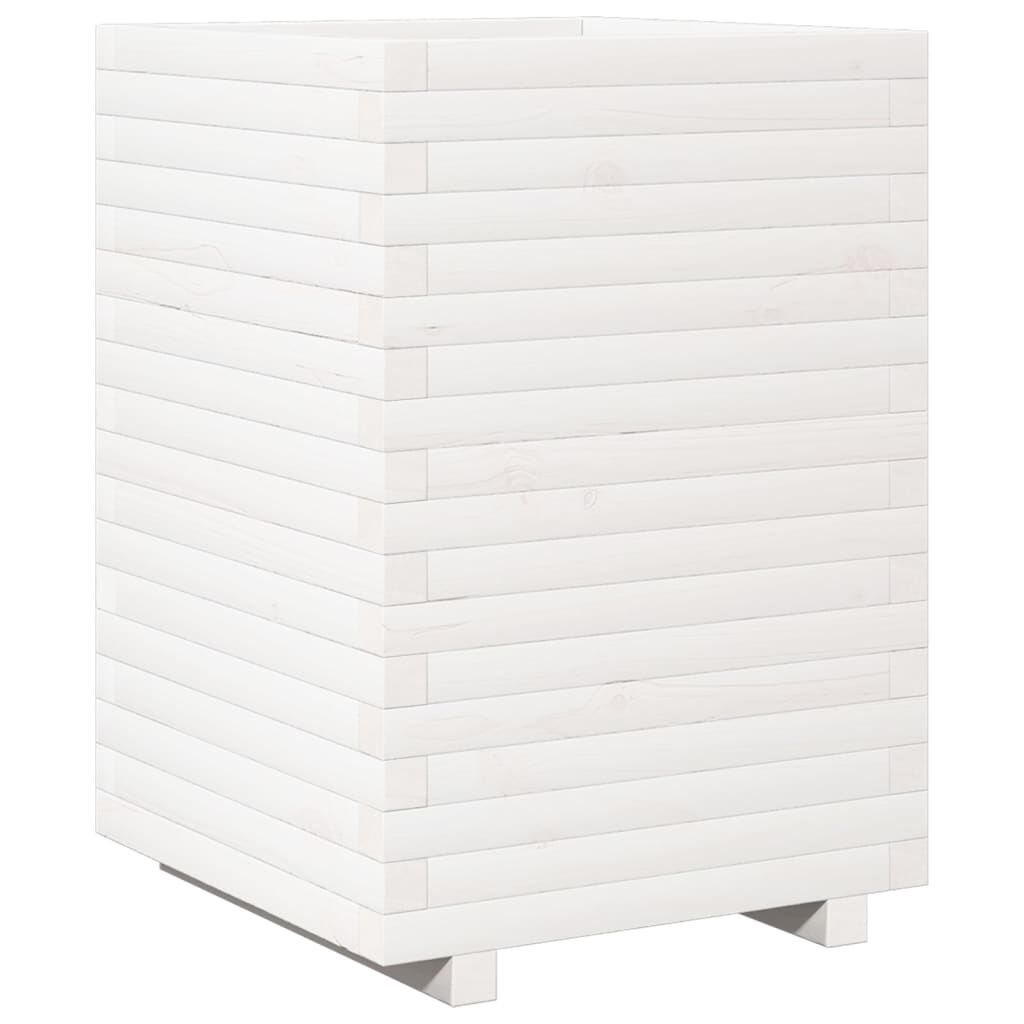 vidaXL Ζαρντινιέρα Κήπου Λευκή 50x50x72 εκ. από Μασίφ Ξύλο Πεύκου
