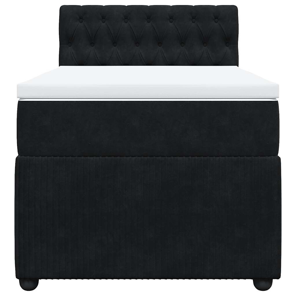 vidaXL Κρεβάτι Boxspring με Στρώμα Μαύρο 80 x 200 εκ. Βελούδινο