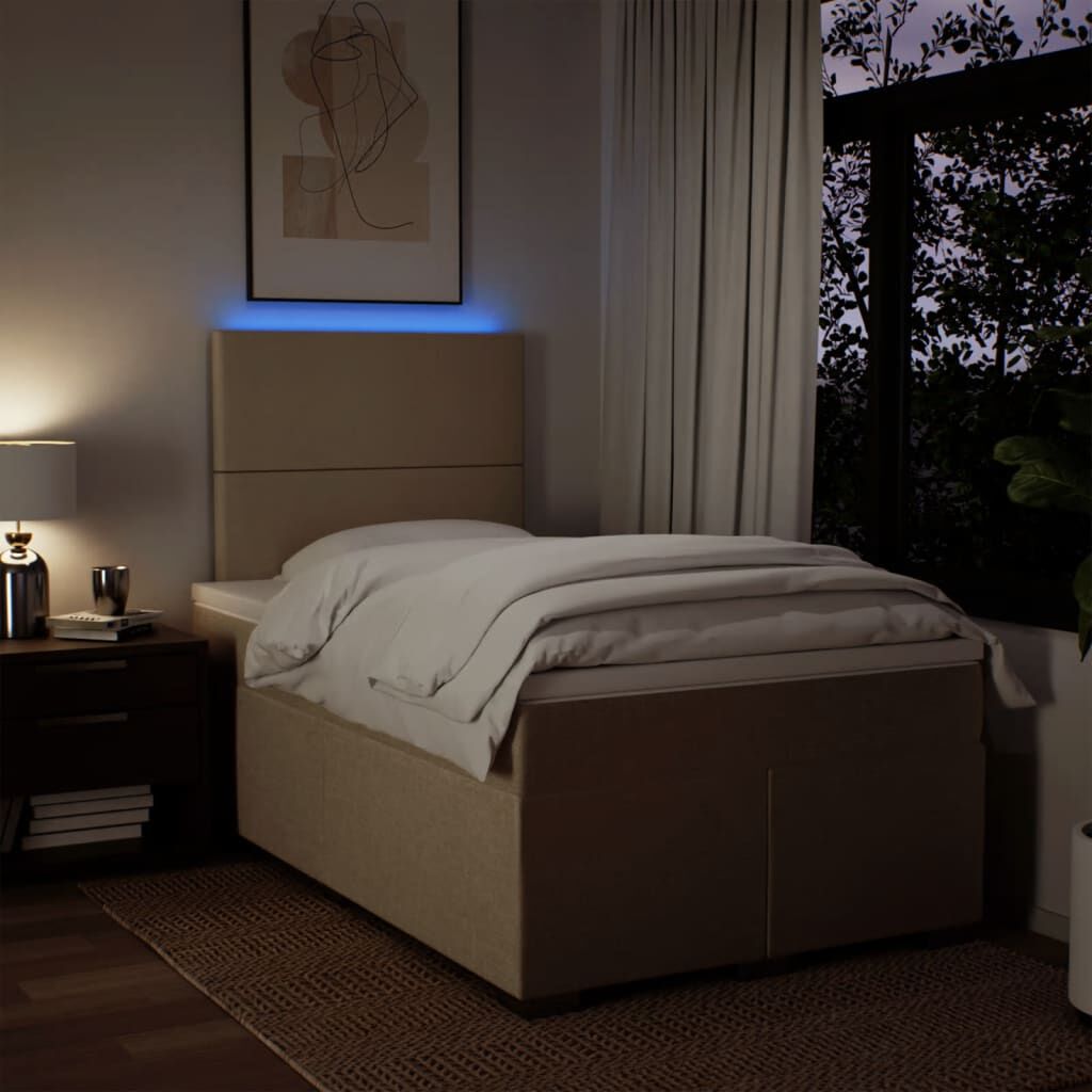 vidaXL Κρεβάτι Boxspring με Στρώμα Κρεμ 120x200 εκ. Υφασμάτινο