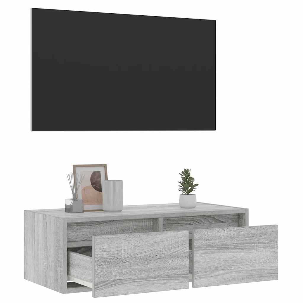 vidaXL Έπιπλο Τηλεόρασης με LED Γκρι Sonoma 75x35,5x25 εκ.