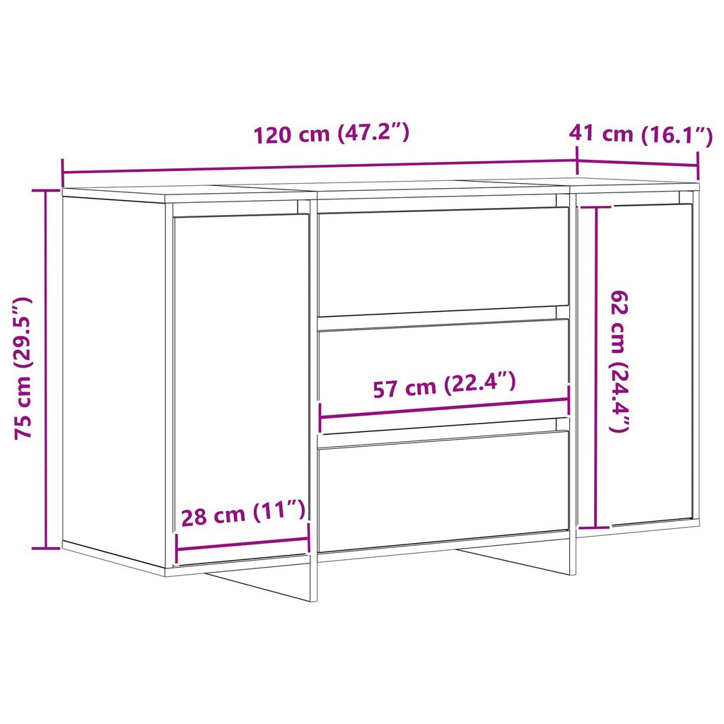 vidaXL Μπουφέ Καπνιστού Δρυός 120x41x75 εκ. Επεξεργασμένο Ξύλο