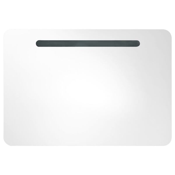 vidaXL Ντουλάπι Μπάνιου με Καθρέφτη και Φωτισμό LED 80 x 9,5 x 55 εκ.