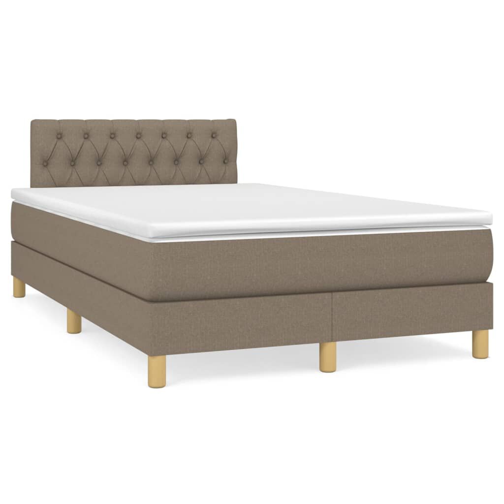 vidaXL Κρεβάτι Boxspring με Στρώμα Taupe 120x190 εκ. Υφασμάτινο