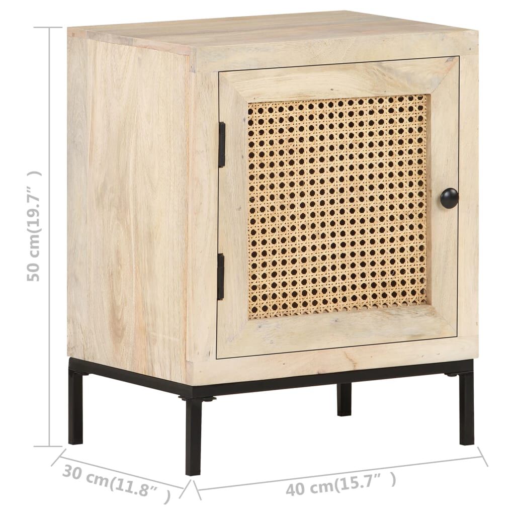 vidaXL Κομοδίνο 40 x 30 x 50 εκ. Μασίφ Ξύλο Μάνγκο/Φυσικό Ζαχαροκάλαμο