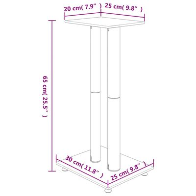 vidaXL Βάσεις Ηχείων με 2 Στήλες 2 Τεμ. Μαύρο/Ασημί από Ψημένο Γυαλί