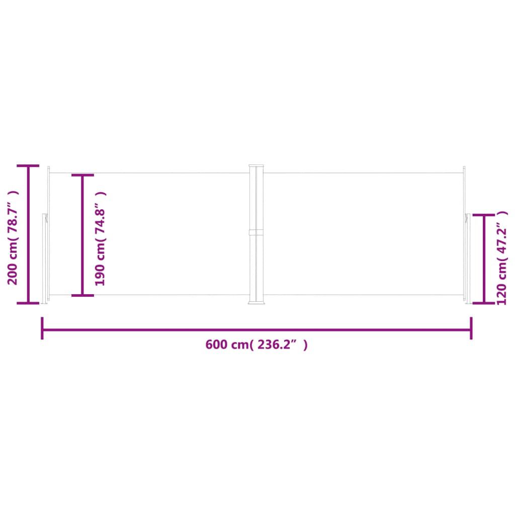 vidaXL Σκίαστρο Πλαϊνό Συρόμενο Κρεμ 200 x 600 εκ.