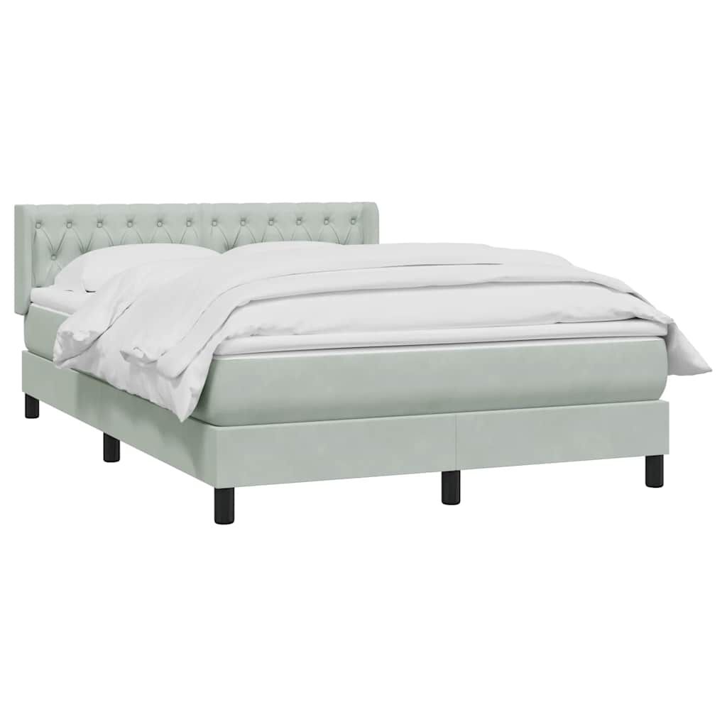 vidaXL Κρεβάτι Boxspring με Στρώμα Ανοιχτό Γκρι 140x210 εκ. Βελούδινο