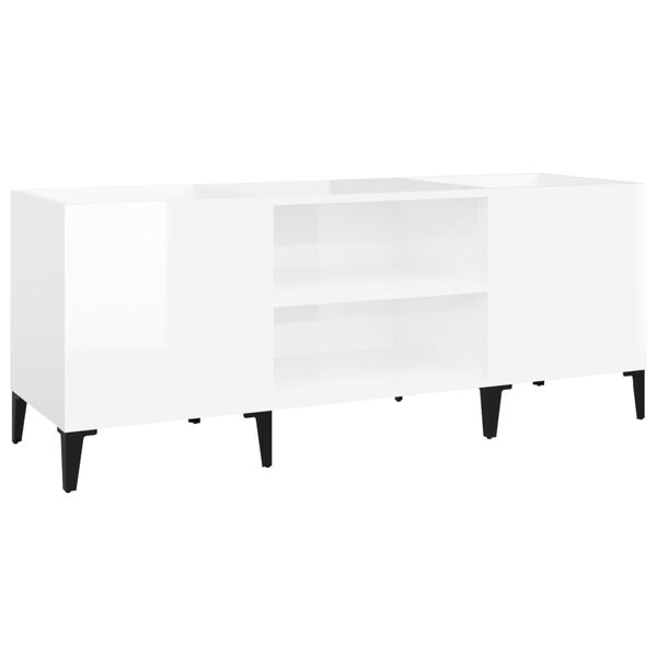 vidaXL Δισκοθήκη Γυαλιστερή Λευκή 121x38x48 εκ. από Επεξεργασμένο Ξύλο