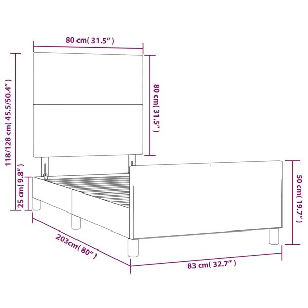 vidaXL Πλαίσιο Κρεβατιού με Κεφαλάρι Μαύρο 80 x 200 εκ. Βελούδινο