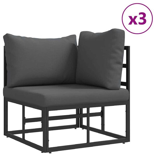 vidaXL Σετ Καναπέ Κήπου με μαξιλάρι 13 pcs Μαύρο Αλουμίνιο