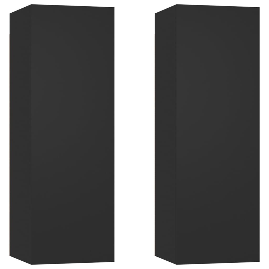 vidaXL Έπιπλα Τηλεόρασης 2 τεμ. Μαύρα 30,5x30x90 εκ. από Επεξ. Ξύλο