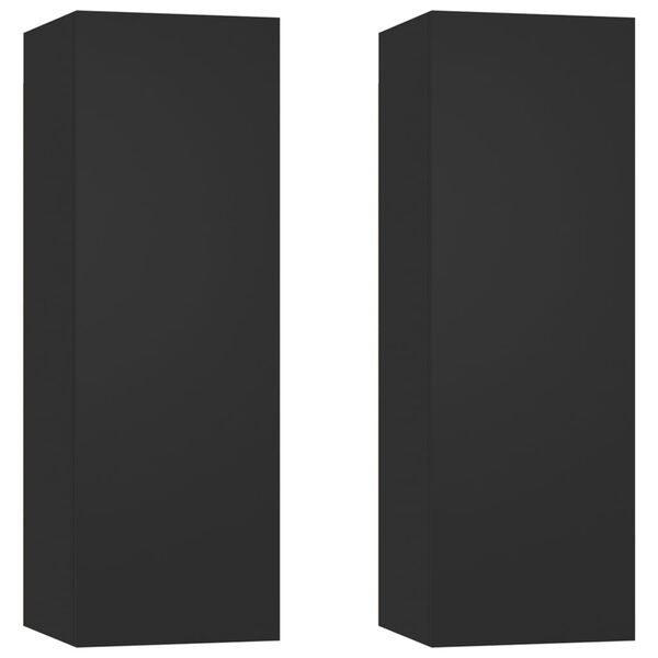vidaXL Έπιπλα Τηλεόρασης 2 τεμ. Μαύρα 30,5x30x90 εκ. από Επεξ. Ξύλο
