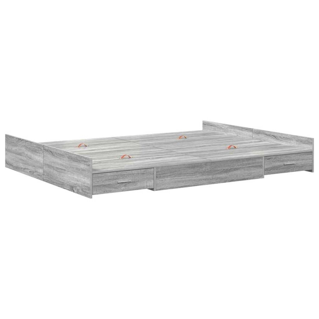 vidaXL Κρεβάτι με αποθηκευτικό χώρο Γκρι sonoma 135 x 190 cm