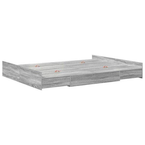 vidaXL Κρεβάτι με αποθηκευτικό χώρο Γκρι sonoma 135 x 190 cm