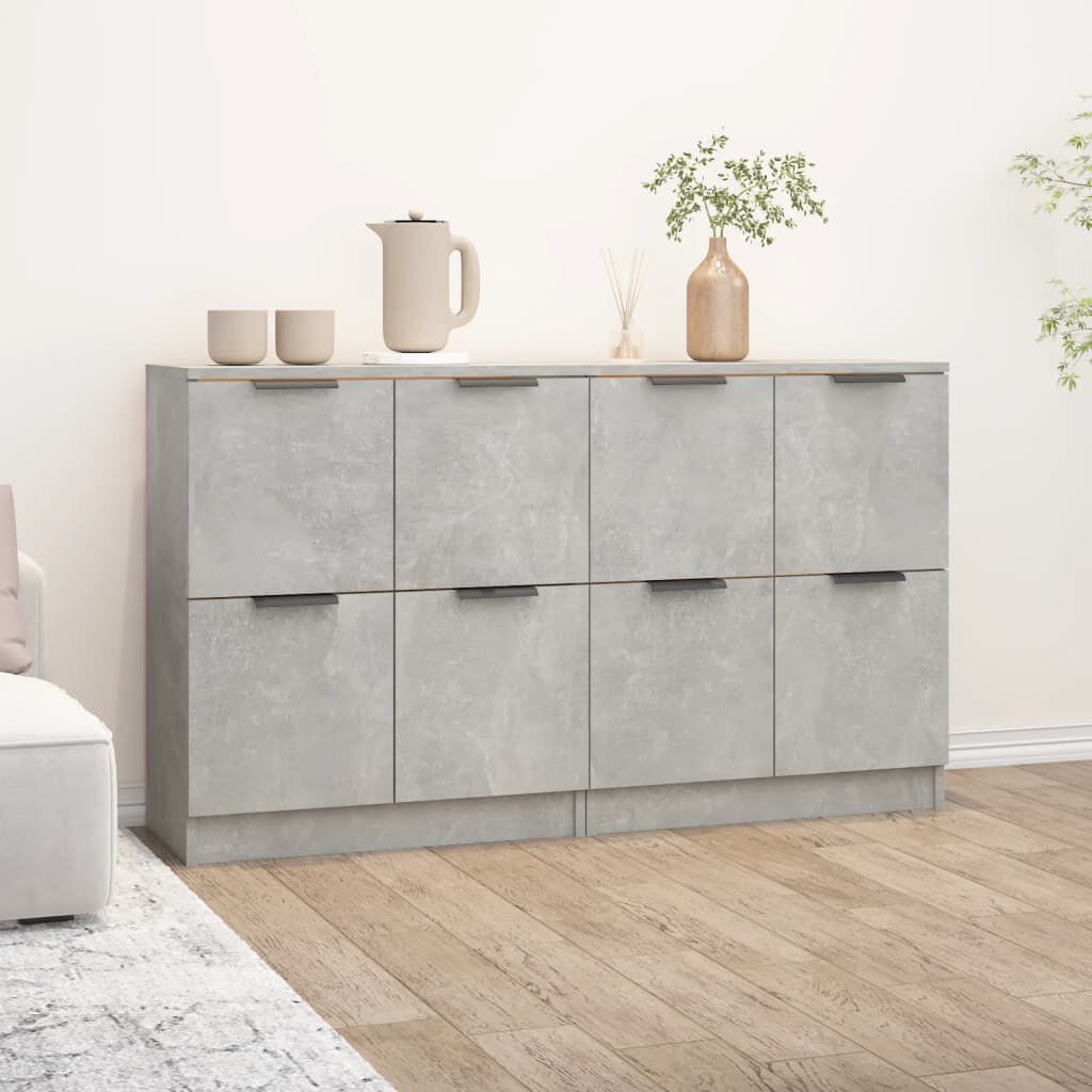 vidaXL Ντουλάπια 2 τεμ. Γκρι Σκυροδέματος 60x30x70 εκ. Επεξεργ. Ξύλο