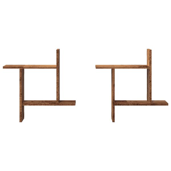 vidaXL Ραφιέρες Τοίχου 2 τεμ. Όψη Παλαιού Ξύλου 50x12x50εκ. Επεξ. Ξύλο