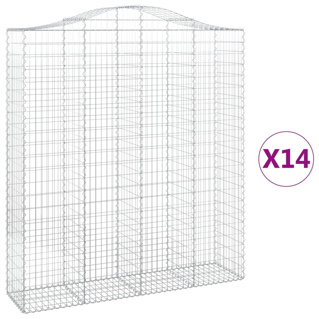 vidaXL Συρματοκιβώτια Τοξωτά 14 τεμ. 200x50x220/240 εκ. Γαλβαν. Ατσάλι