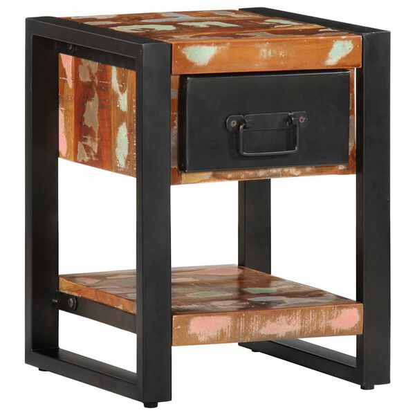 vidaXL Κομοδίνο Πολύχρωμο 35x34x45 cm Στερεό ξύλο αναγεννημένο