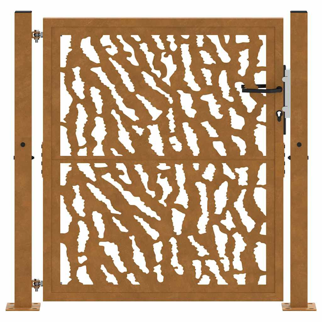 vidaXL Πύλη κήπου 105x105 cm από διαβρωμένο χάλυβα με σχέδιο ίχνος