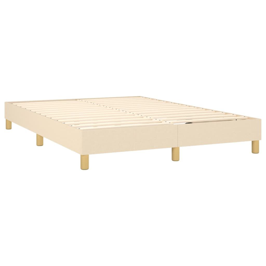 vidaXL Κρεβάτι Boxspring με Στρώμα & LED Κρεμ 140x190 εκ. Υφασμάτινο