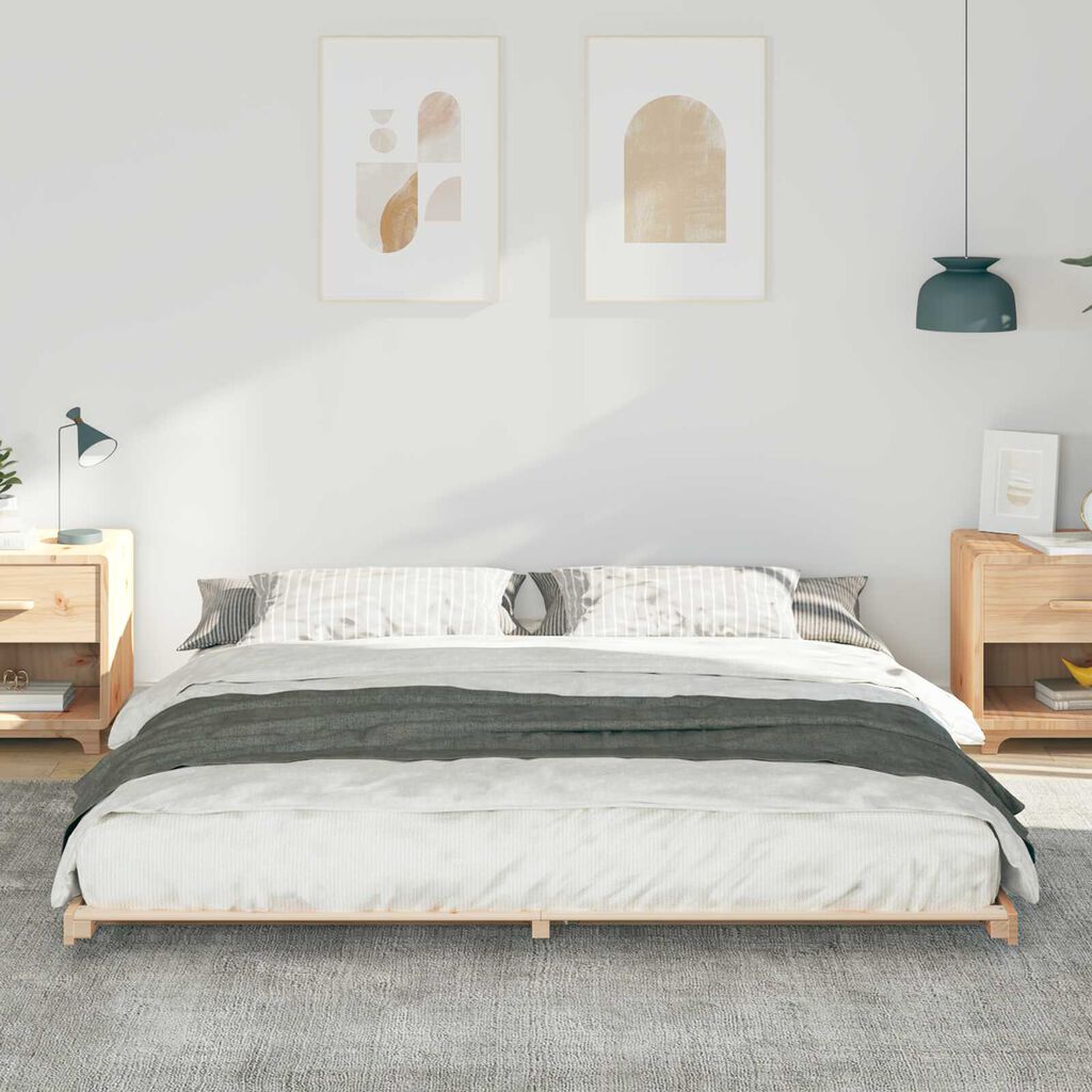 vidaXL Κρεβάτι δαπέδου Καφέ 180 x 210 cm Μασίφ ξύλο πεύκου