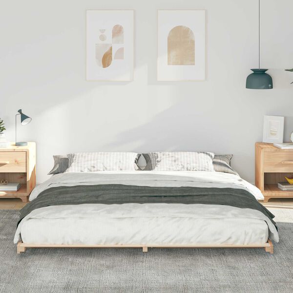vidaXL Κρεβάτι δαπέδου Καφέ 180 x 210 cm Μασίφ ξύλο πεύκου