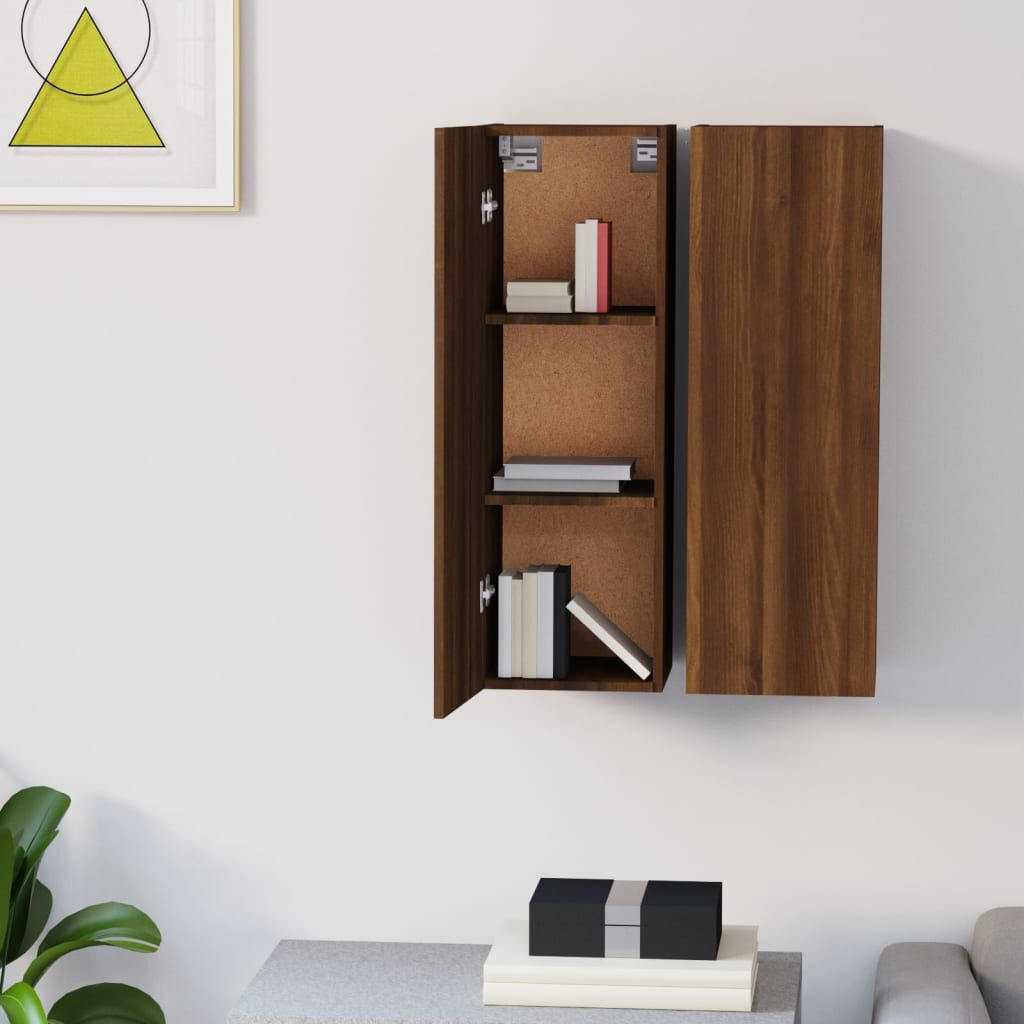 vidaXL Έπιπλα Τηλεόρασης 2 τεμ. Καφέ Δρυς 30,5x30x90 εκ. Επεξ. Ξύλο