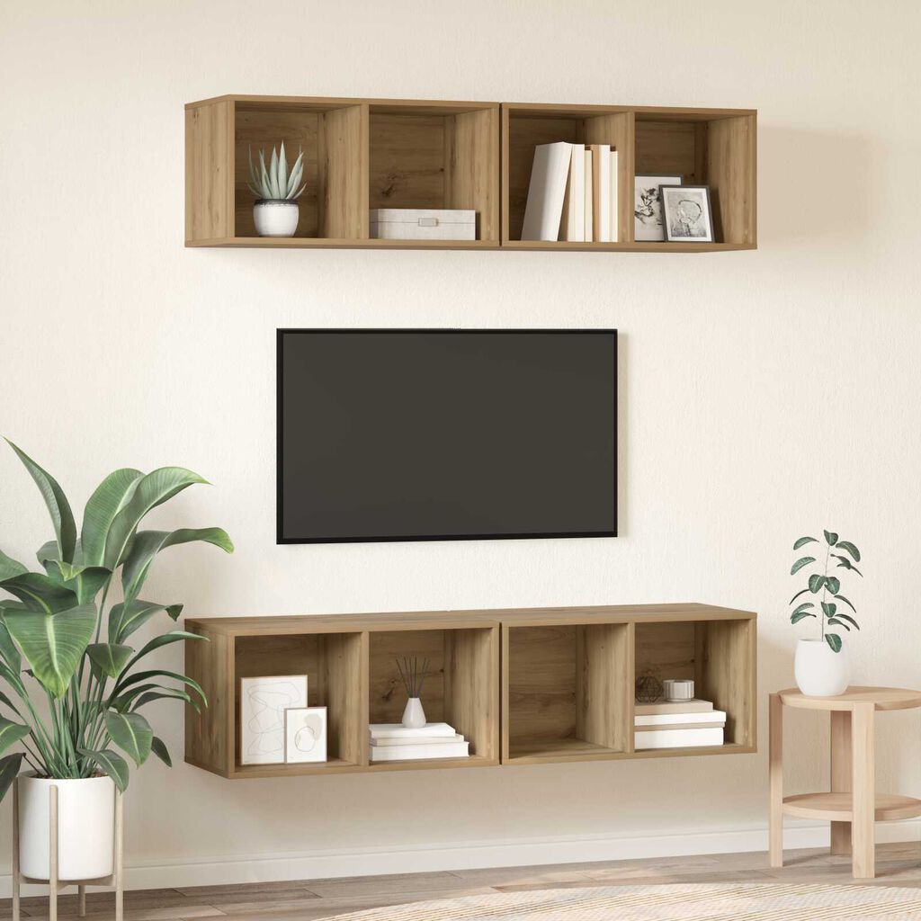 vidaXL Τηλεοπτική Κάβα Τοίχου 4 pcs artisan δρυς 37 x 37 x 72 εκ